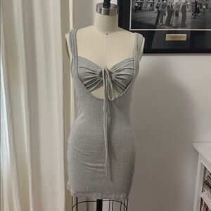 Victoria + Sophia Gray Ribbed Mini Dress